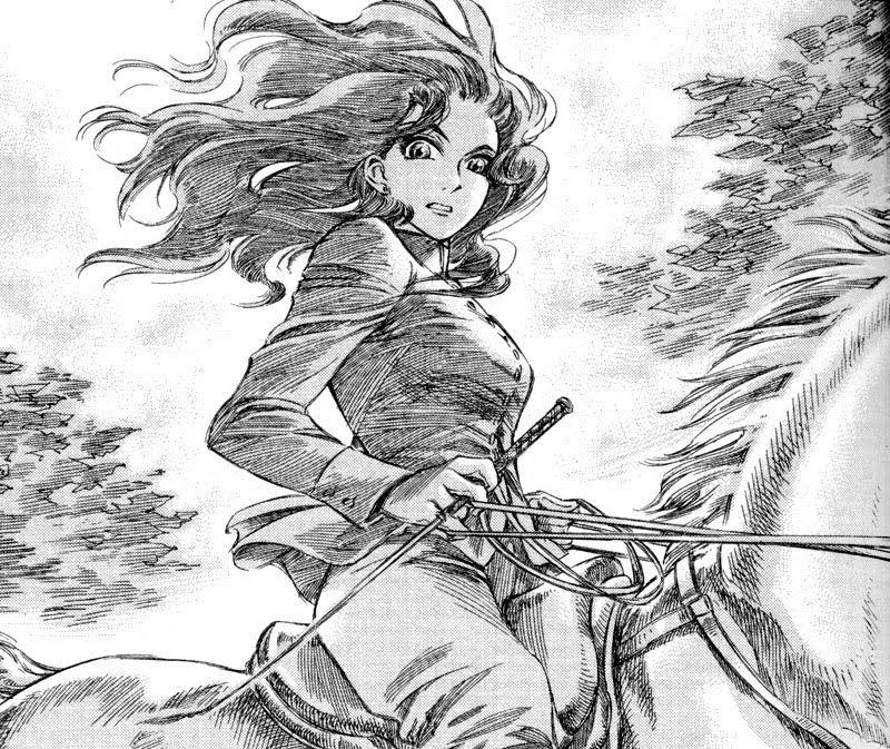 Dorothea on horseback.