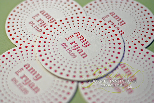 Her dot wedding invitations set the design a circle made up of dots in a
