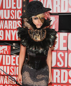 Lady Gaga on the red carpet at the VMA's [image courtesy of Getty images and MTV]