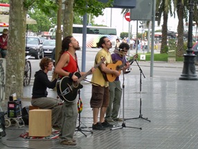 músicos en la Rambla, Barcelona