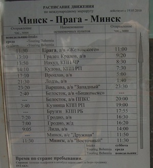 Información sobre mi bus en la estación, Praga