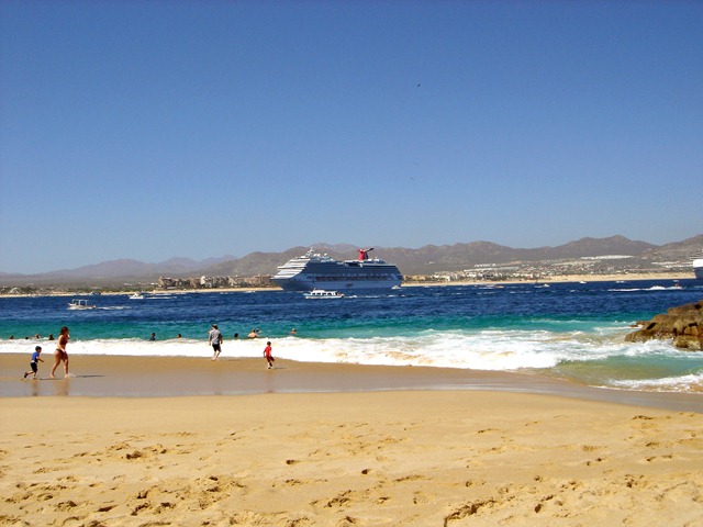 Lover's Beach w.Cruise Ship
