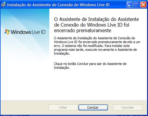 problemas ao instalar o windows live id - Versões até Windows 8 - Clube ...