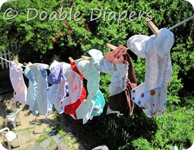 First load of diaper laundry on the clothesline