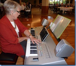 President of the Creative Keyboard Club North Shore, Marlene Forrest, playing the Tyros 3