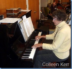 Colleen Kerr played some solo pieces on the Yamaha acoustic piano. Colleen also shared the arrival music duties with Peter Brophy and Gordon Sutherland