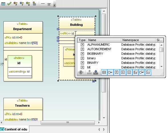 UModel database diagram SQL autocompletion window