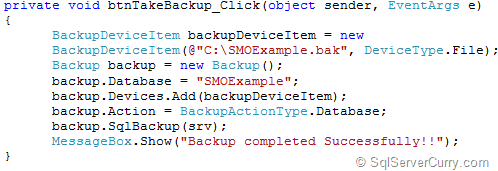 SQL Server SMO BackUp Database