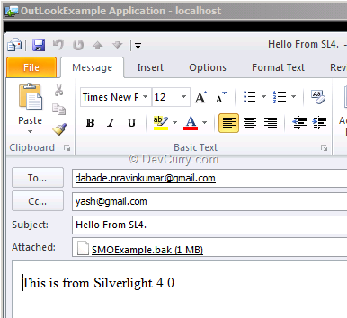 Silverlight Outlook Example