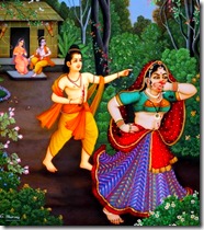 Lakshmana disfiguring Shurpanakha