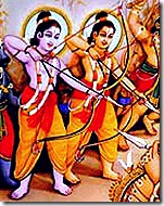 Rama and Lakshmana battling Ravana