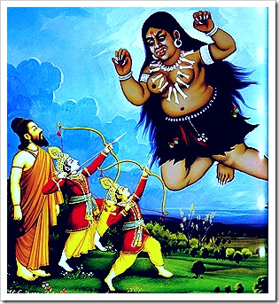 Rama and Lakshmana protecting Vishvamitra