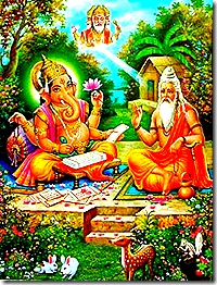Vyasa dictating to Ganesha