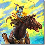 Krishna fighting the Keshi demon