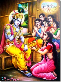 Krishna visiting the Pandavas