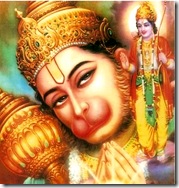 Hanuman praying to Rama