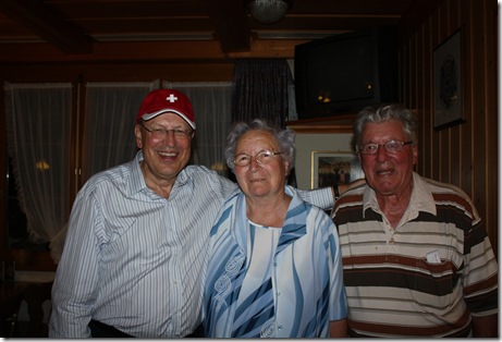 Day 4 Schwendiman party Dad, Verena and Hermann Saurer-Schwendiman (Lilli's cousin)