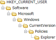 HKCU\Software\Microsoft\Windows\CurrentVersion\Policies\Explorer
