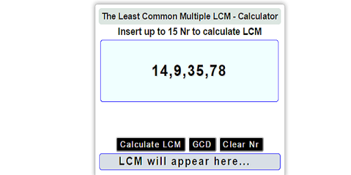 LCM Calculator Free Online