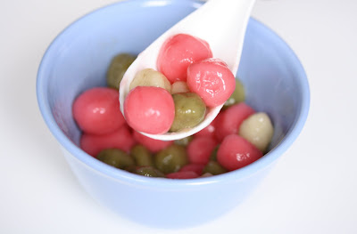 close-up photo of a spoonful of Sweet Rice Balls