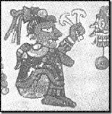 Aztec holding the sacred mushroom
