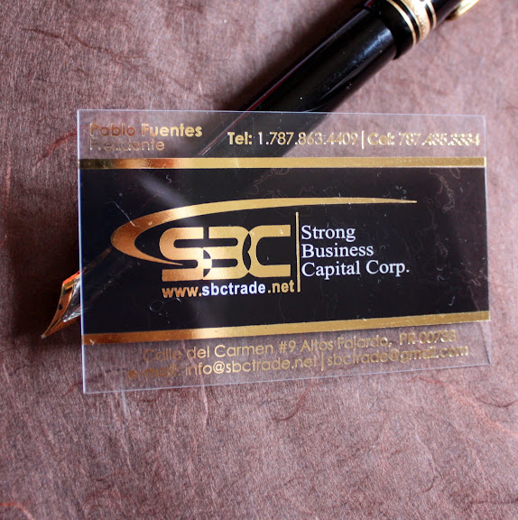 transparent plastic business cards + hot foil stamping