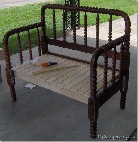 twin headboard spool bench