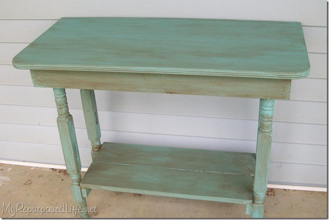 glazed turquoise table