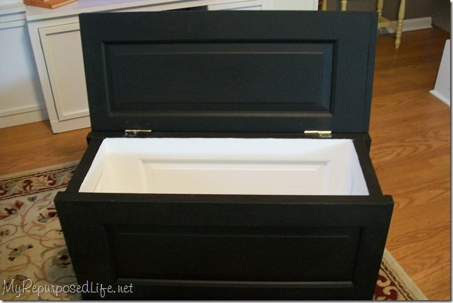 repurposed door into a blanket chest