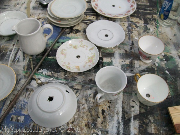pretty cups and saucers for teacup lamp