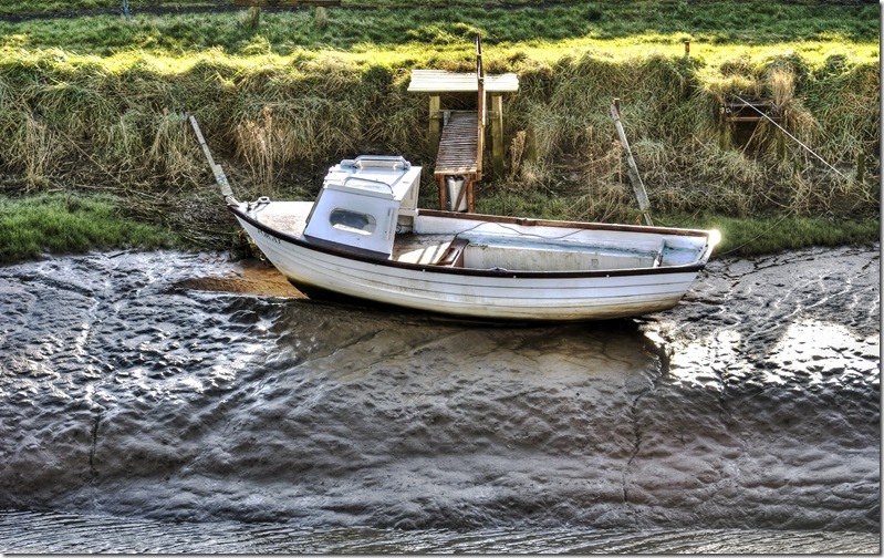 small wooden boat at saltfleet in colour