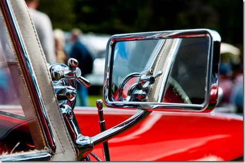 rear view side mirror on classic mg sportscar