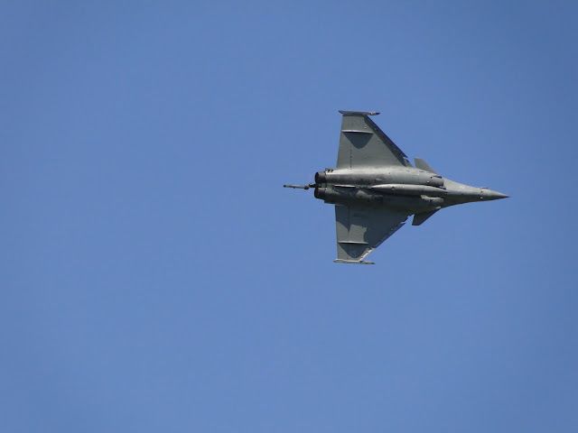French Air Force RAFALE multirole fighter aircraft aerobatics during airshow