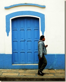 blue door man