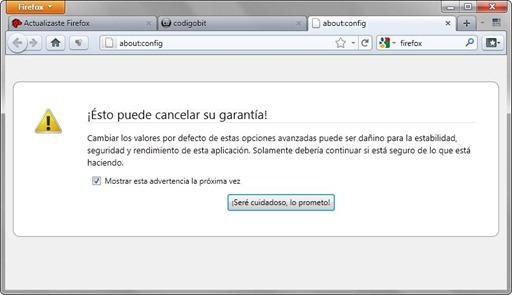 Firefox AboutConfig Warning