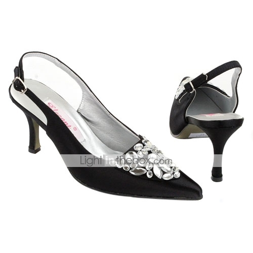 Satin Upper High Heel Closed-toes Evening Party Shoes