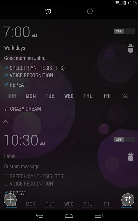 WakeVoice - vocal alarm clock - screenshot