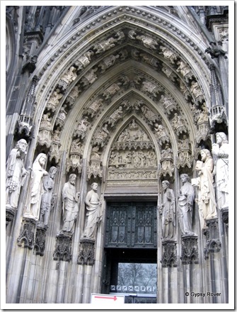 One of several entrances to Cologne cathedral. One of several entrances to Cologne cathedral.