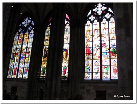 Beautiful stained glass windows in Cologne cathedral.