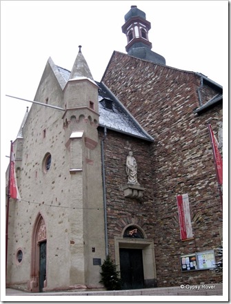 Rudesheim's St James church which was bombed on 25th November 1944 and since rebuilt 1946-56.