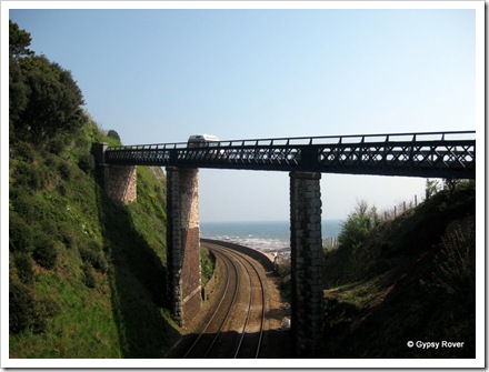 The main railway line to Paignton along the seafront at Teignmouth.