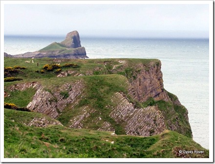 The cliff's out to Worms Head, Rhossili Bay.