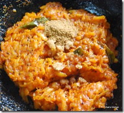 Add powdered vendhayam and jaggery Add powdered vendhayam and jaggery