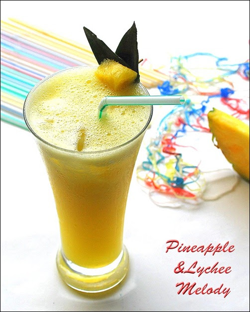 Pineapple, litchi mocktail Raks Kitchen Indian Vegetarian recipes