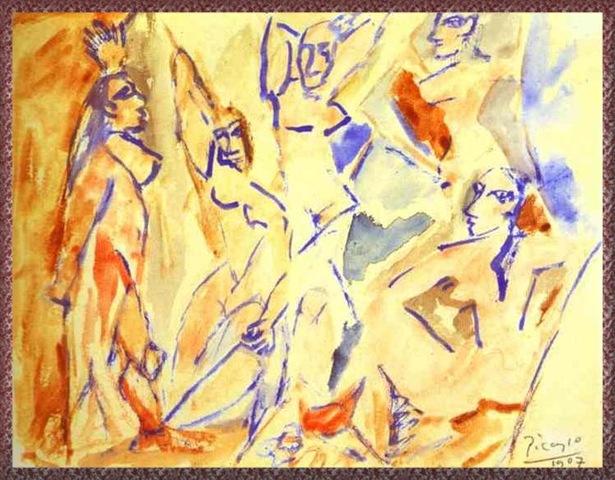 [picasso15-Sketch for Les Demoiselles d'Avignon-1907[5].jpg]