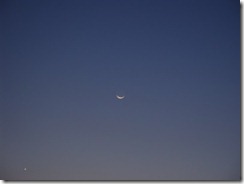 The new crescent moon as seen from Jerusalem, March 17th, 2010