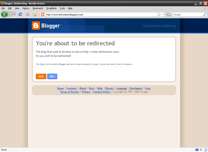 Blogger Redirecting page