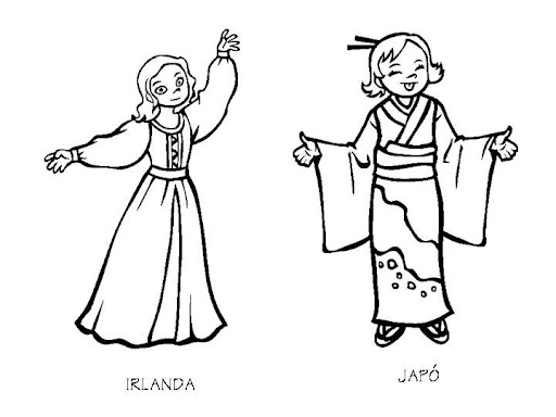 Ireland and japan costumes coloring pages