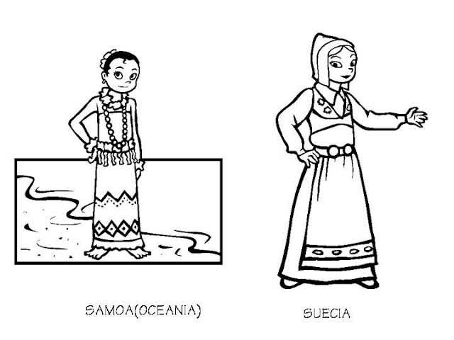 Oceania and sweden costumes coloring pages