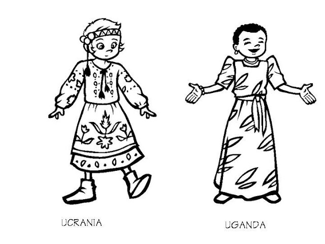 Vestuario de Uganda y Ucrania para colorear